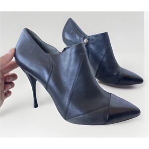 Tory Burch Lorelei Black Leather Stiletto Heel Ankle Boot Bootie Size 9.5